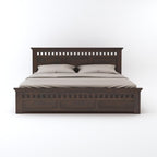 STRATA FURNITURE Solid Sheesham Wood Queen Size Bed with Box Storage | Wooden Double Bed Cot Palang Furniture for Bedroom Living Room and Home (Walnut Finish)