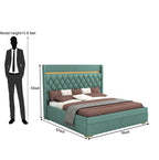 STRATA FURNITURE Sheesham Wood King Size Bed with Box Storage and Upholstery Tufted Headboard | Modern Wooden Double Bed Cot Palang Furniture for Bedroom, Hotels, Living Room, and Home (Greendust)