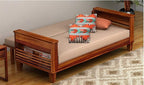 STRATA FURNITURE Sheesham Wood 3 Seater Sofa Set for Living Room Office Home Wooden Sofa Cum Bed with Side Magzine Newspaper Holder (Honey Finish)