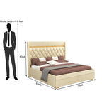 STRATA FURNITUR Sheesham Wood King Size Bed with Hydraulic Box Storage and Upholstery Tufted Headboard | Wooden Double Bed Cot Palang Furniture for Bedroom, Hotels, Living Room, and Home (Beige)