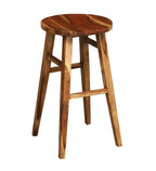STRATA FURNITURE Solid Sheesham Wood High Bar Chair Wooden Kitchen Stool for Home and Restaurents (Rustik Teak Finish)