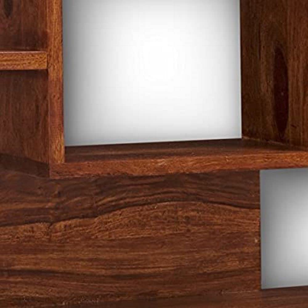 Strata Furniture Solid Wood Wall Cubby Storage Organizer Floating Wall Shelf