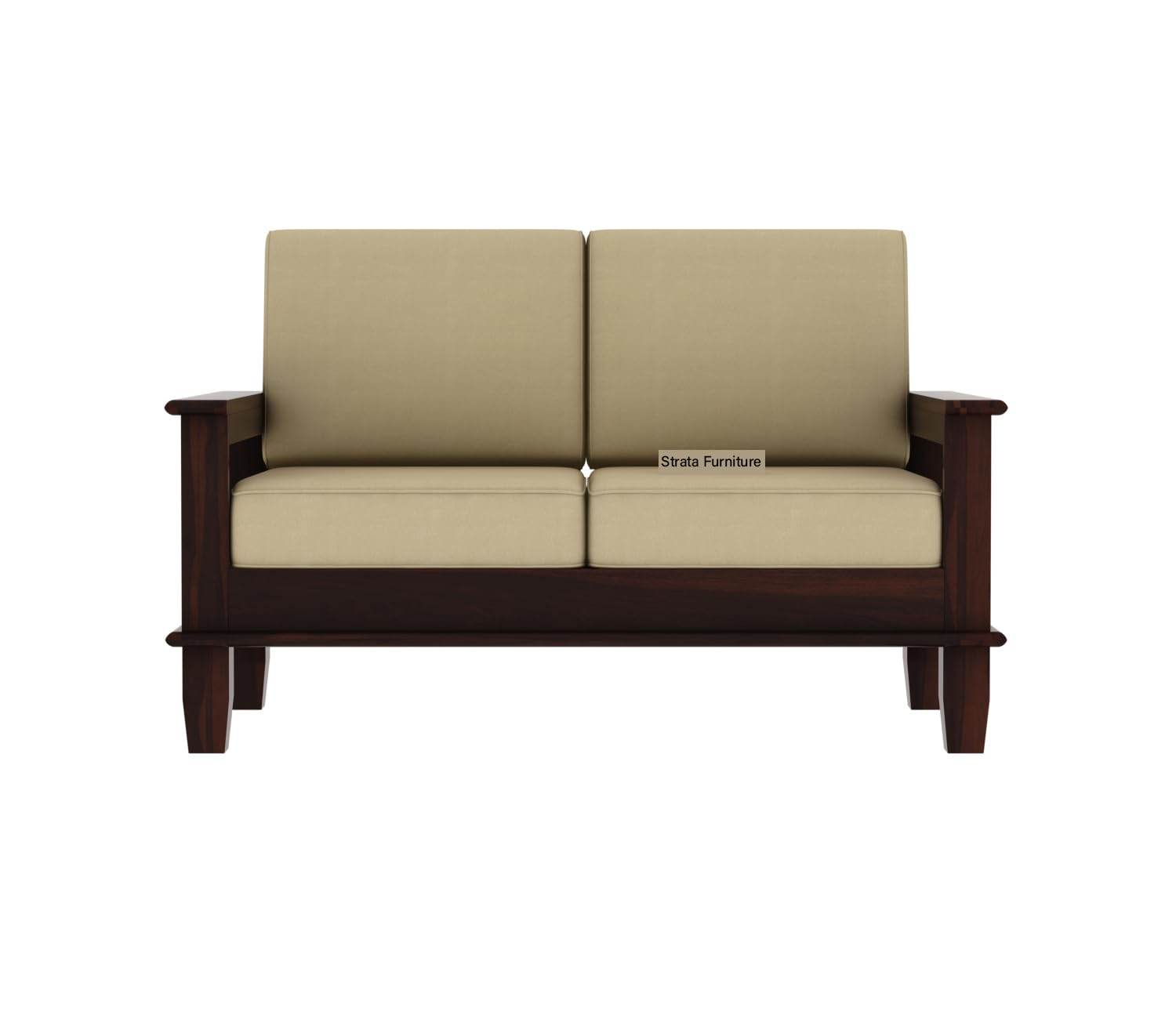 STRATA FURNITURE Sheesham Wood 2 Seater Sofa Set for Living Room Home Office Solid Wood Sofa Set Furniture Wooden Sofa Set Two Seater (Walnut Finish)