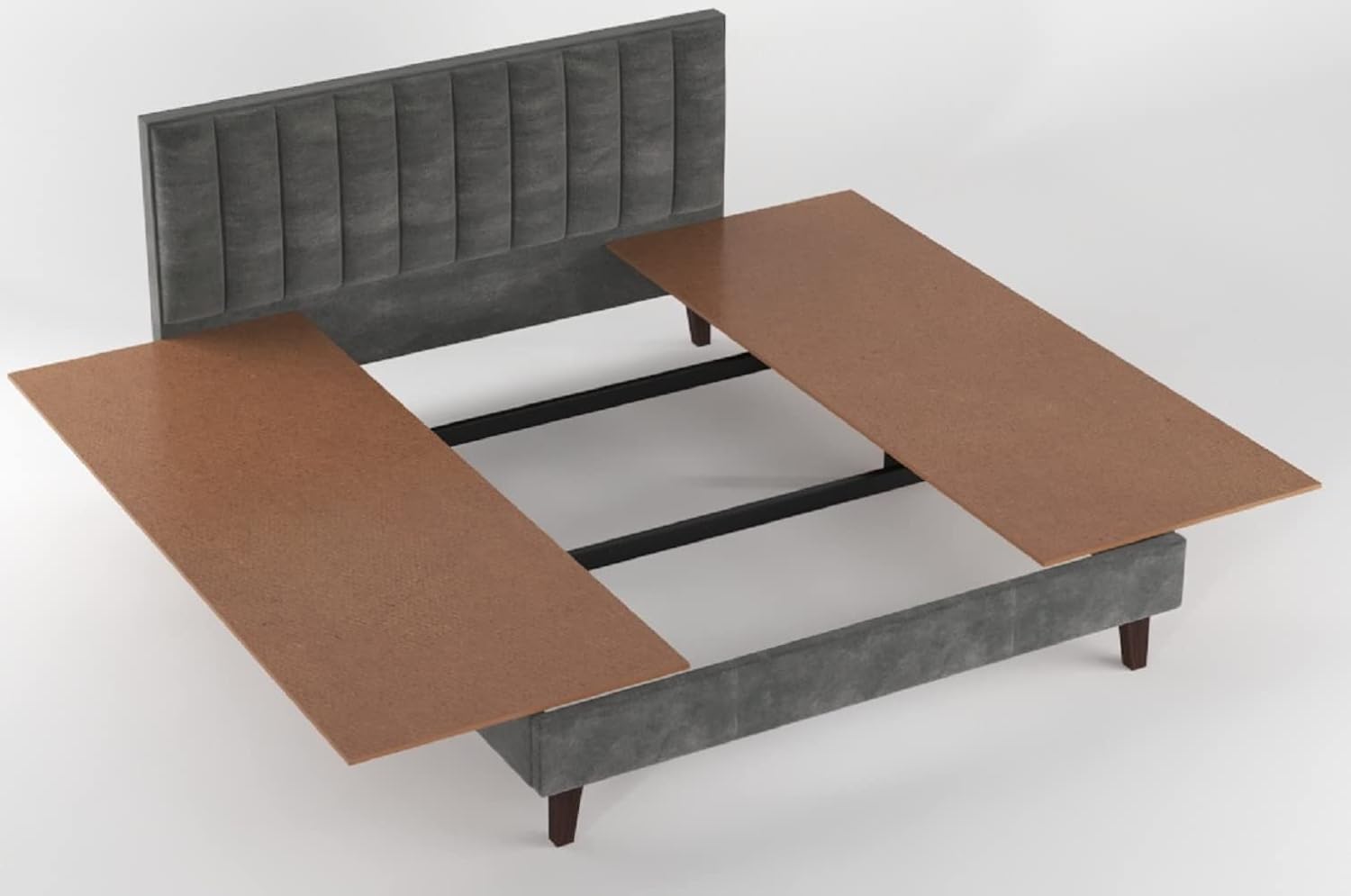 STRATA FURNITURE Wooden King Size Bed Cot Bed Furniture Upholstered Double Bed for Bedroom Living Room Home (Grey Finish)