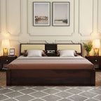 STRATA FURNITURE Sheesham Wood King Size Double Bed Without Storage Wooden Palang Cot for Bedroom Living Room Furniture (Walnut Finish)