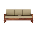 STRATA FURNITURE Sheesham Wood 3 Seater Sofa Set for Living Room Home Office Solid Wood Sofa Set Furniture Wooden Sofa Set 3 Seater (Honey Finish)
