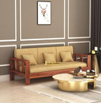 STRATA FURNITURE Sheesham Wood 3 Seater Sofa Set for Hall Home Office Living Room Solid Wooden Three Seater Sofa Set Furniture (Honey Finish) Visit the STRATA FURNITURE Store