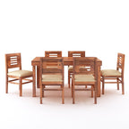 STRATA FURNITURE Solid Sheesham Wood 6 Seater Dining Table Set with Cushioned Chairs - 6 Chairs and 1 Table Dining Set for Dining Room Living Room Home Office Hotels Restaurant (Honey Finish)