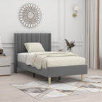 STRATA FURNITURE Upholstered Single Size Bed Without Storage for Bedroom Furniture Solid Wood Fabric Bed Wooden Single Bed Cot Palang for Home Living Room and Hotels (Grey)
