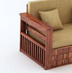 STRATA FURNITURE Sheesham Wood 3 Seater Sofa Set for Living Room Home Office Solid Wooden Three Seater Sofa Set Furniture (Honey Finish)