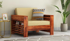 STRATA FURNITURE Sheesham Wood 5 Seater Sofa Set for Living Room Home Office 3+1+1 Solid Wood Sofa Set Wooden Sofa Set 5 Seater (Natural Teak Finish)