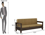 STRATA FURNITURE Sheesham Wood 5 Seater Sofa Set for Living Room Office Hall Solid Wooden 3+1+1 Seater Sofa Set Furniture (Walnut Finish)