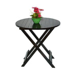 STRATA FURNITURE Sheesham Wood Round Folding Coffee Table Wooden Teapoy Table for Living Room Home Office - (Black Finish)