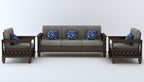 STRATA FURNITURE Solid Sheesham Wood 5 Seater SofaSet for Living Rooms 3+1+1 Wooden Sofa Set for Home and Office (Walnut Brown)