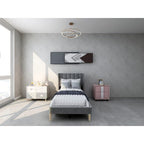 STRATA FURNITURE Wooden Queen Size Wingback Headboard Bed Cot Without Storage Upholstered Double Bed for Bedroom Living Room Home (Dark Grey Finish)