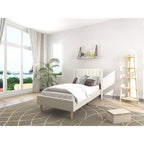 STRATA FURNITURE Upholstered Single Size Bed Without Storage for Bedroom Furniture Solid Wood Fabric Bed Wooden Single Bed Cot Palang for Home Living Room and Hotels (White)