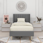 STRATA FURNITURE Upholstered Single Size Bed Without Storage for Bedroom Furniture Solid Wood Fabric Bed Wooden Single Bed Cot Palang for Home Living Room and Hotels (Grey)