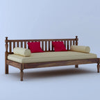Strata Furniture Solid Sheesham Wood Diwan Bed For Home And Living Room Wooden Deewan Bed (Light Walnut), 2 Seater