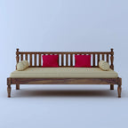 Strata Furniture Solid Sheesham Wood Diwan Bed For Home And Living Room Wooden Deewan Bed (Light Walnut), 2 Seater