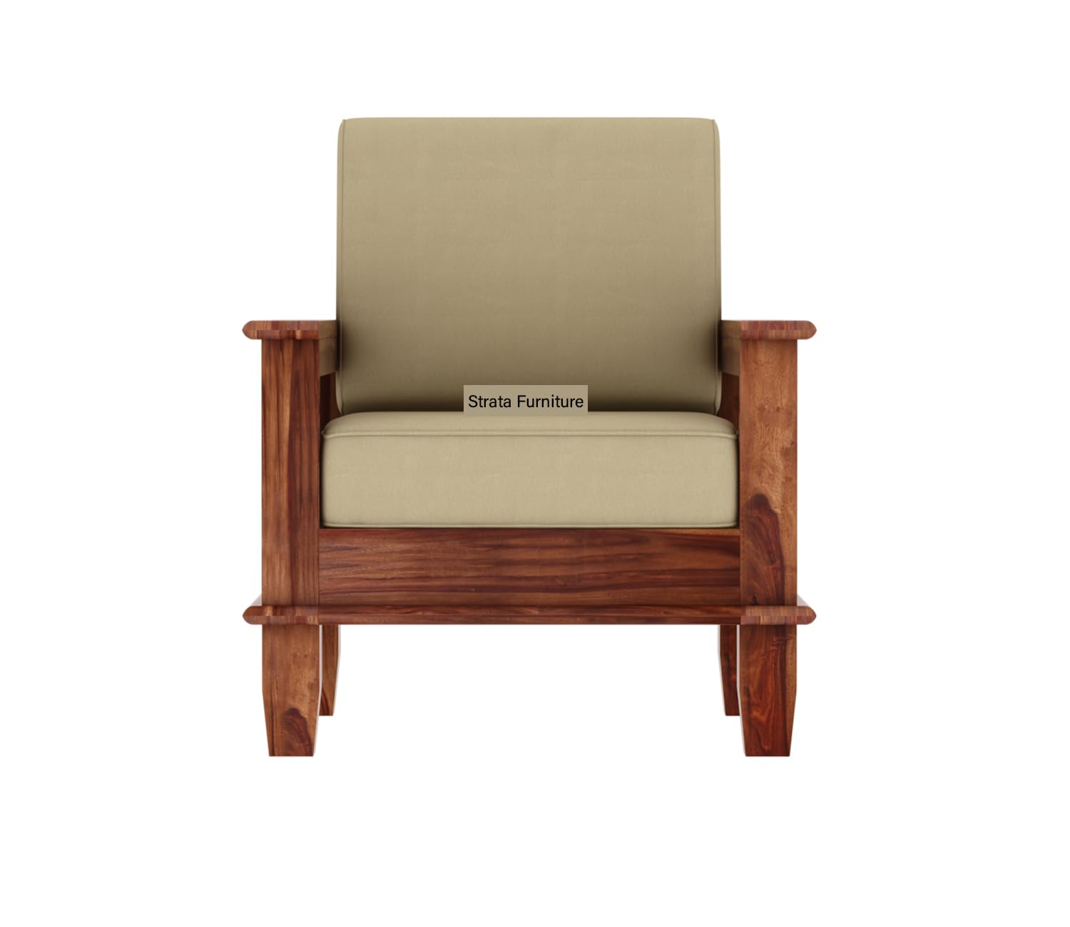 STRATA FURNITURE Sheesham Wood Single Seater Sofa Set for Living Room Home Office Solid Wood Sofa Set Furniture (Honey Finish)