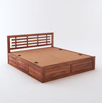 STRATA FURNITURE Sheesham Wood King Size Bed with Box Storage and Headboard for Bedroom Living Room Home Wooden Double Bed Cot Palang Furniture (Honey Finish)