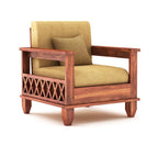 STRATA FURNITURE Sheesham Wood 1 Seater Sofa Set for Living Room Hall Home Solid Wooden Single Seater Sofa Set Furniture (Honey Finish)
