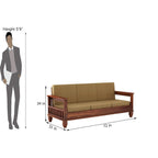 STRATA FURNITURE Sheesham Wood 3 Seater Sofa Set for Living Room Home Office Solid Wooden Three Seater Sofa Set Furniture (Honey Finish)