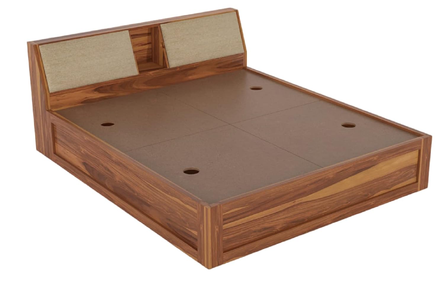 STRATA FURNITURE Sheesham Wood King Size Bed with Box and Headboard Storage for Bedroom Home (Honey Finish)