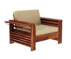 STRATA FURNITURE Sheesham Wood 5 Seater Sofa Set for Living Room Home Office 3+1+1 Solid Wood Sofa Set Wooden Sofa Set 5 Seater (Natural Teak Finish)