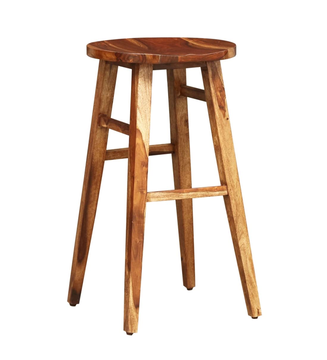 STRATA FURNITURE Solid Sheesham Wood High Bar Chair Wooden Kitchen Stool for Home and Restaurents (Rustik Teak Finish)