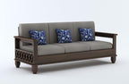 STRATA FURNITURE Solid Sheesham Wood 5 Seater SofaSet for Living Rooms 3+1+1 Wooden Sofa Set for Home and Office (Walnut Brown)