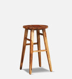 STRATA FURNITURE Solid Sheesham Wood High Bar Chair Wooden Kitchen Stool for Home and Restaurents (Rustik Teak Finish)