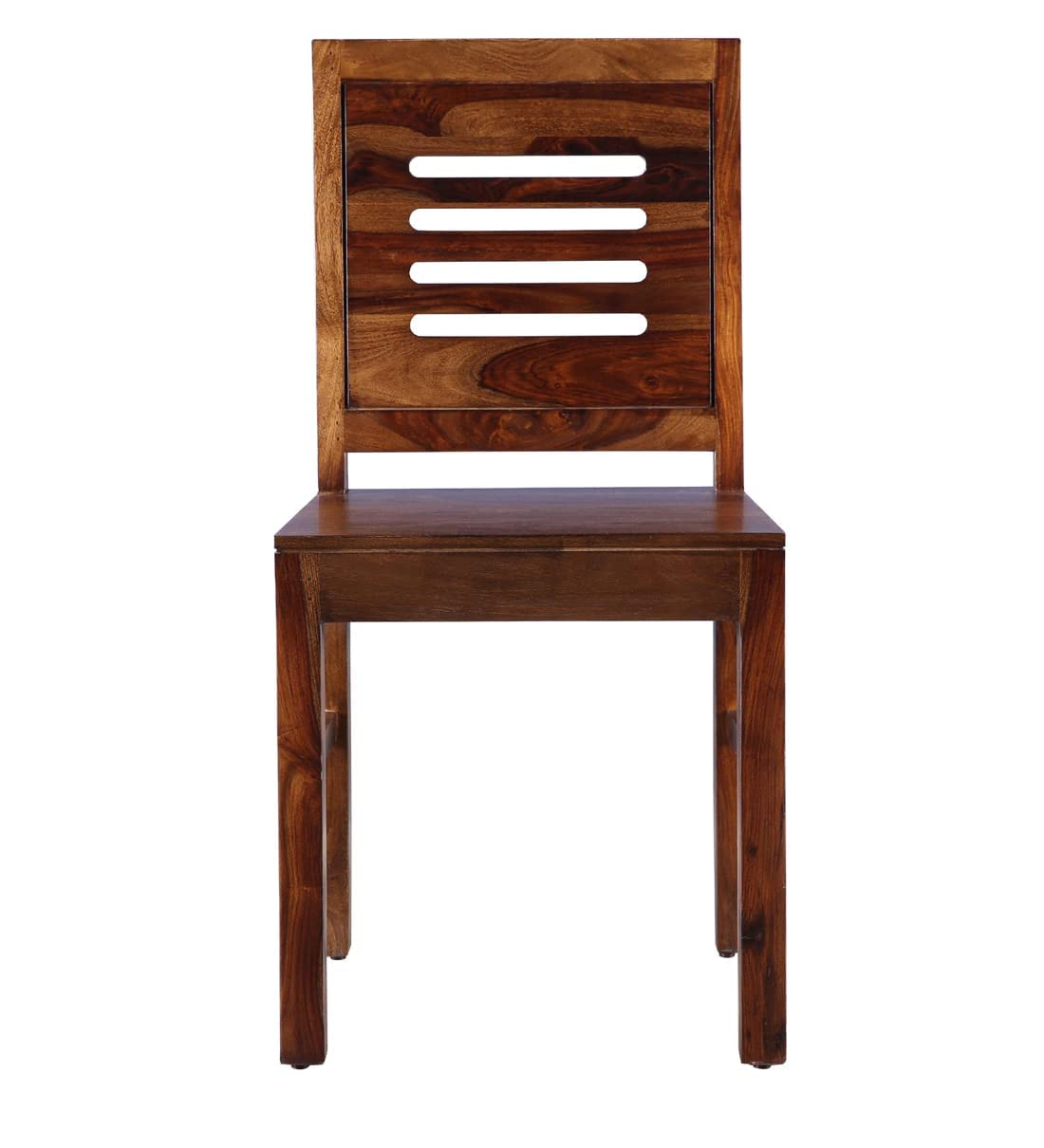 Strata Furniture Solid Sheesham Wood Dining/Balcony Chairs For Home And Office | Teak Finish | Set of 2