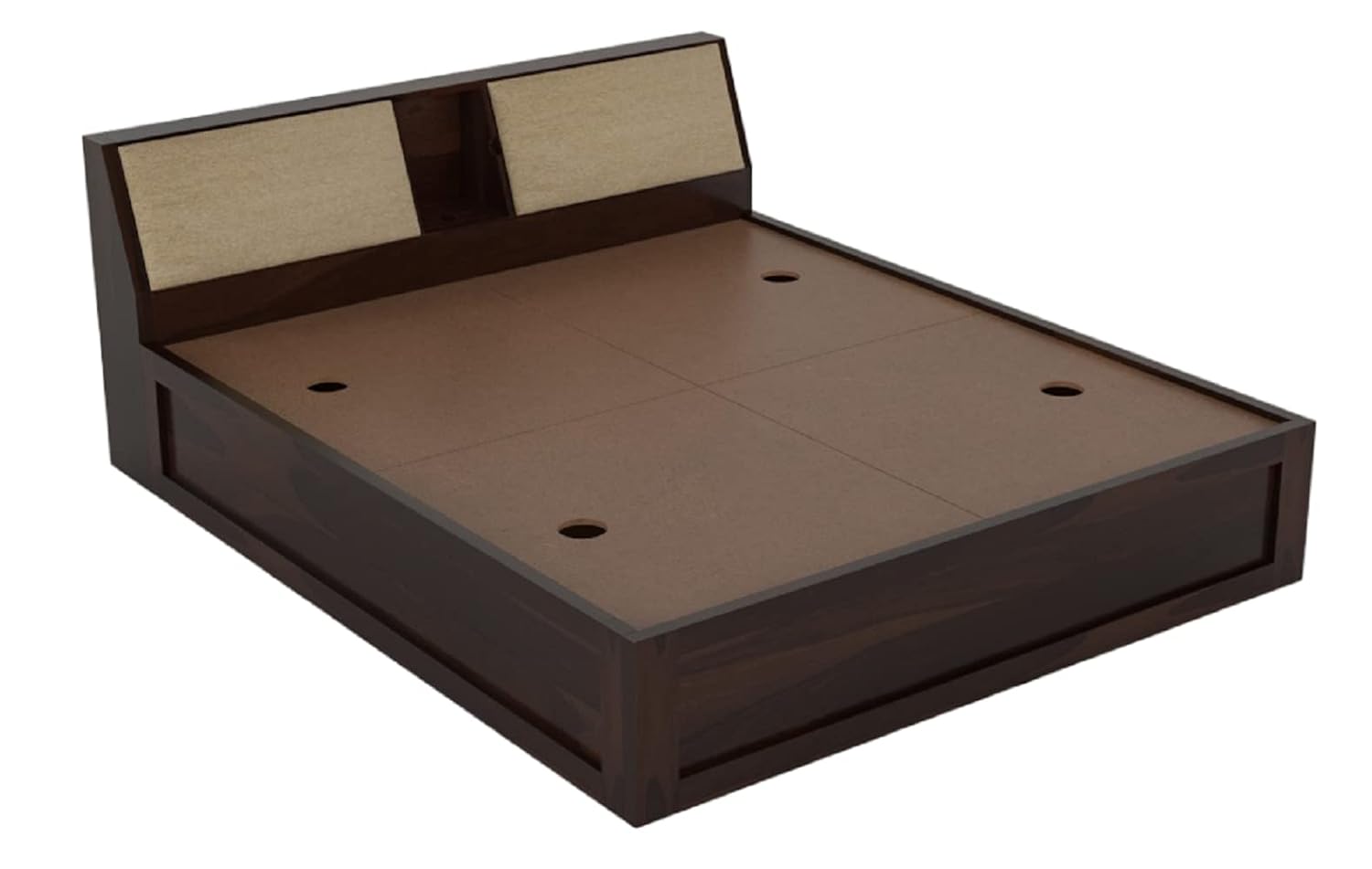 STRATA FURNITURE Sheesham Wood King Size Bed with Box and Headboard Storage for Bedroom Home (Walnut Finish)