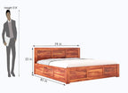 STRATA FURNITURE Sheesham Wood King Size Bed with Box Storage Wooden Double Bed Cot Bed Furniture for Bedroom Living Room Home (Honey Finish)
