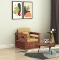 STRATA FURNITURE Sheesham Wood 1 Seater Sofa Set for Living Room Home Office Solid Wooden Single Seater Sofa Set Furniture (Honey Finish)