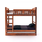 STRATA FURNITURE Solid Sheesham Wood Bunk Bed With Trundle Wooden Bunk Bed With Ladder For Bedroom Living Room Home (Honey Finish), 2.08 Meters, 99.06 CM, 167.64 Cm