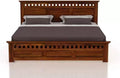 STRATA FURNITURE Sheesham Wood King Size Bed with Box Storage Wooden Double Bed Cot Bed Furniture for Bedroom Living Room Home (Natural Brown Finish)