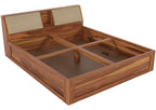 STRATA FURNITURE Sheesham Wood Queen Size Bed with Box and Headboard Storage for Bedroom Wooden Cot Bed for Home (Honey Finish)