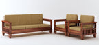 STRATA FURNITURE Sheesham Wood 5 Seater Sofa Set for Living Room Home Office Hall Solid Wooden 3+1+1 Seater Sofa Set Furniture (Honey Finish)