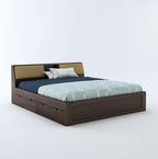 STRATA FURNITURE Sheesham Wood King Size Bed with Drawer Storage Solid Wood Double Bed Palang Wooden Bed for Bedroom Living Room Furniture (Walnut Finish)