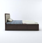 STRATA FURNITURE Solid Sheesham Wood King Size Bed with Storage for Bedroom Living Room Solid Wooden Furniture Double Bed for Home Hotels (Walnut Finish)