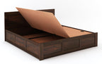 STRATA FURNITURE Sheesham Wood Queen Size Bed with Box Storage Double Cot Wooden Palang for Bedroom Living Room Furniture (Walnut Finish)