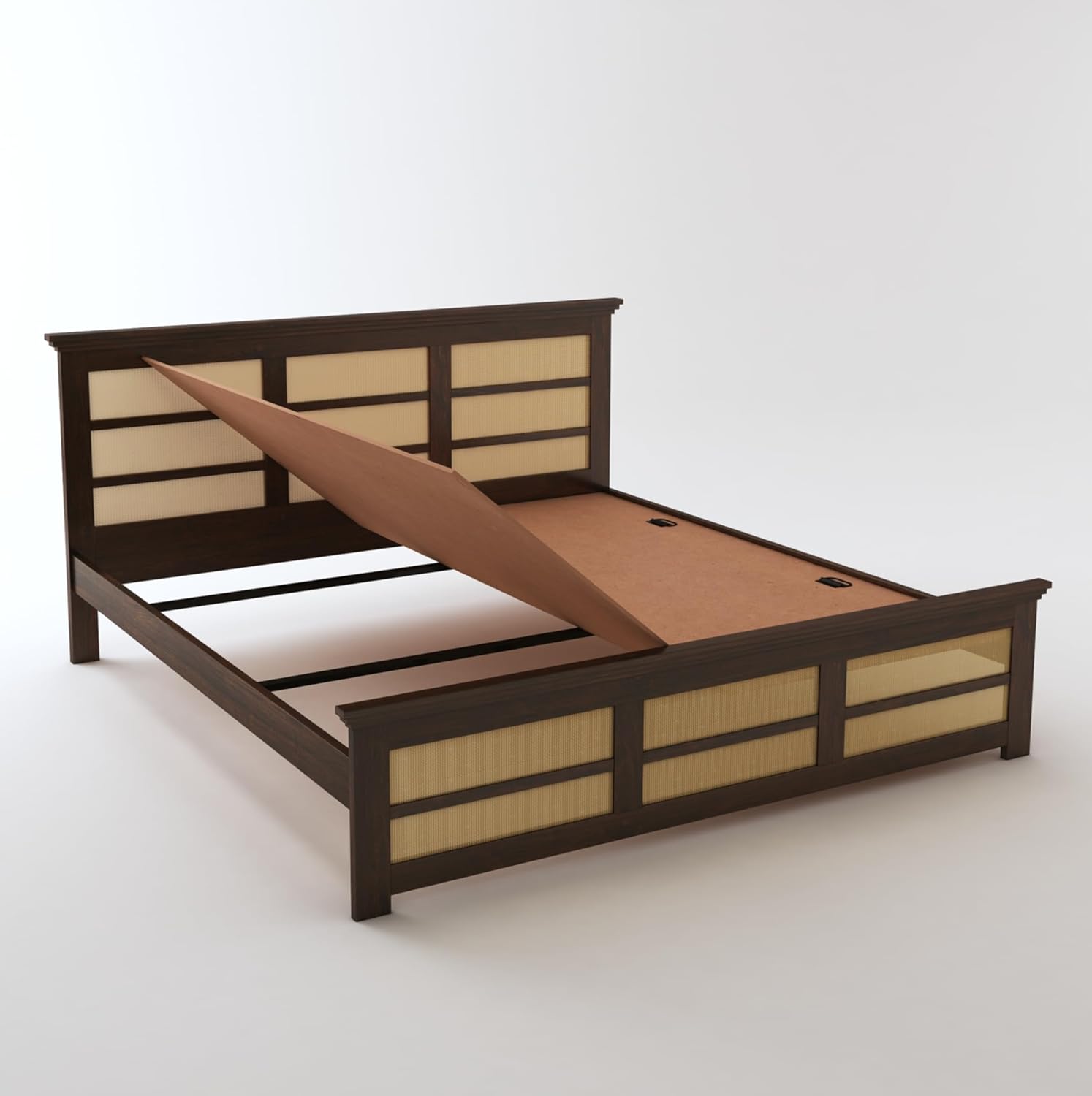 STRATA FURNITURE Solid Sheesham Wood Queen Size Bed Without Storage for Bedroom Living Room Home Wooden Headboard Cot Double Bed Palang Furniture (Walnut Finish)