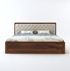 STRATA FURNITURE Sheesham Wood King Size Bed with Box Storage Solid Wood Cot Palang Wooden Double Bed Furniture for Bedroom Living Room (Honey Finish)