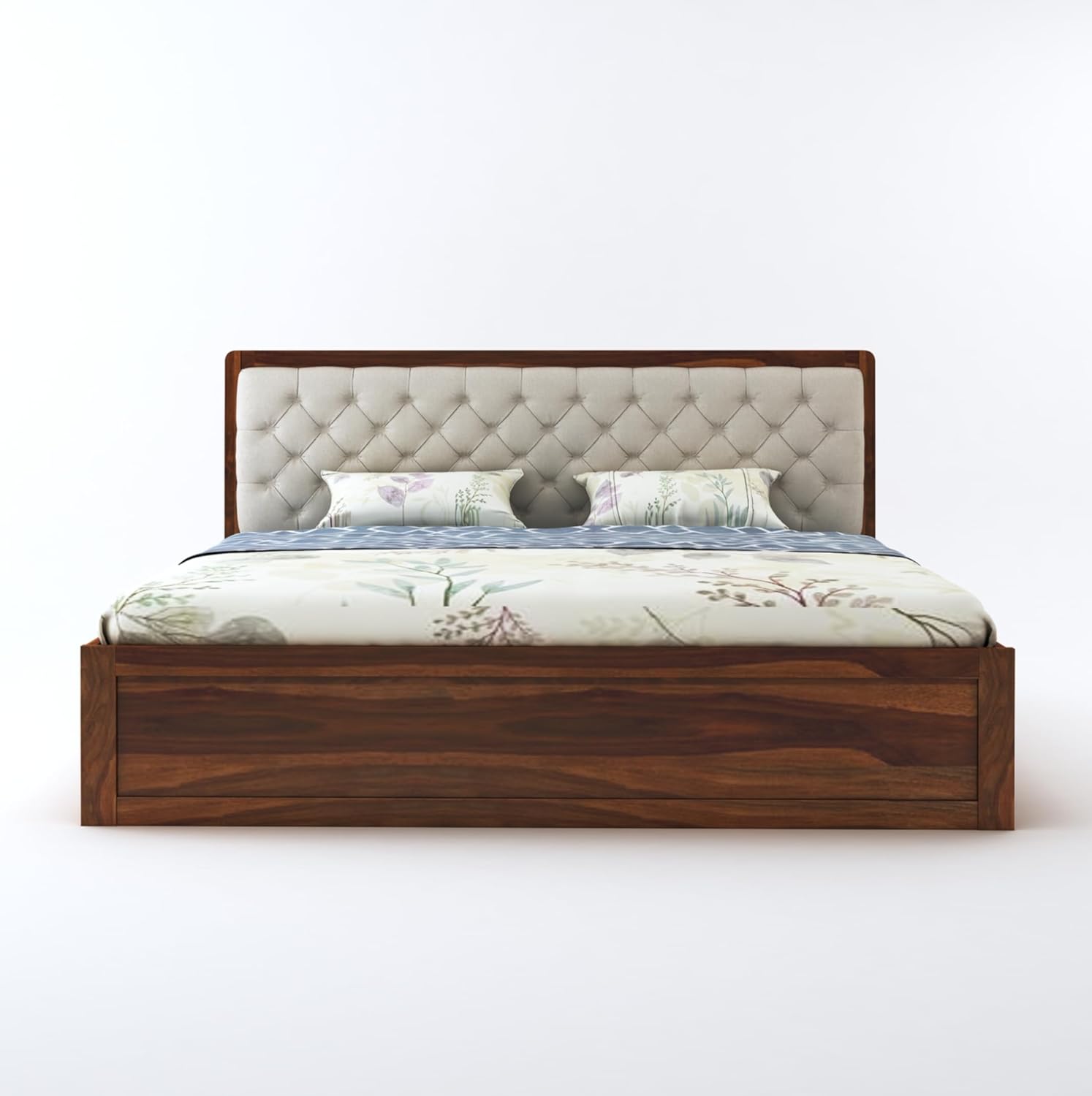 STRATA FURNITURE Sheesham Wood King Size Bed with Box Storage Solid Wood Cot Palang Wooden Double Bed Furniture for Bedroom Living Room (Honey Finish)