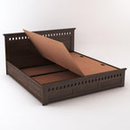 STRATA FURNITURE Solid Sheesham Wood Queen Size Bed with Box Storage | Wooden Double Bed Cot Palang Furniture for Bedroom Living Room and Home (Walnut Finish)