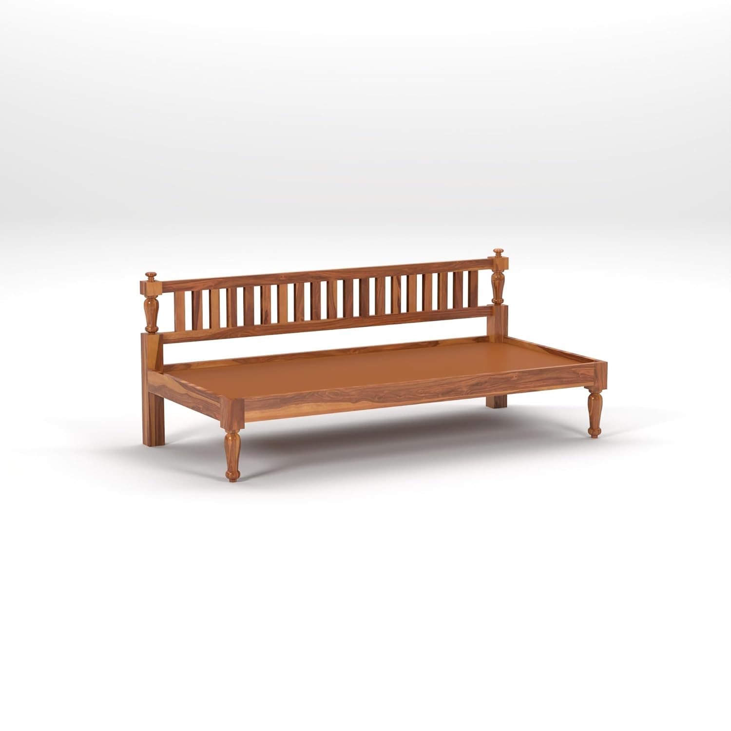 STRATA FURNITURE Solid Sheesham Wood 3 Seater Sofa Cum Diwan Bed for Living Room Bedroom Furniture Three Seater Sofa Wooden Couch Diwan Sofa Settee for Home, Hall, and Office (Natural Finish)