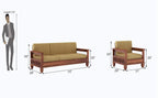 Strata Furniture Solid Sheesham Wood 5 Seater Sofaset For Living Rooms 3+1+1 Wooden Sofa Set For Home And Office (Natural Teak Finish) - 5