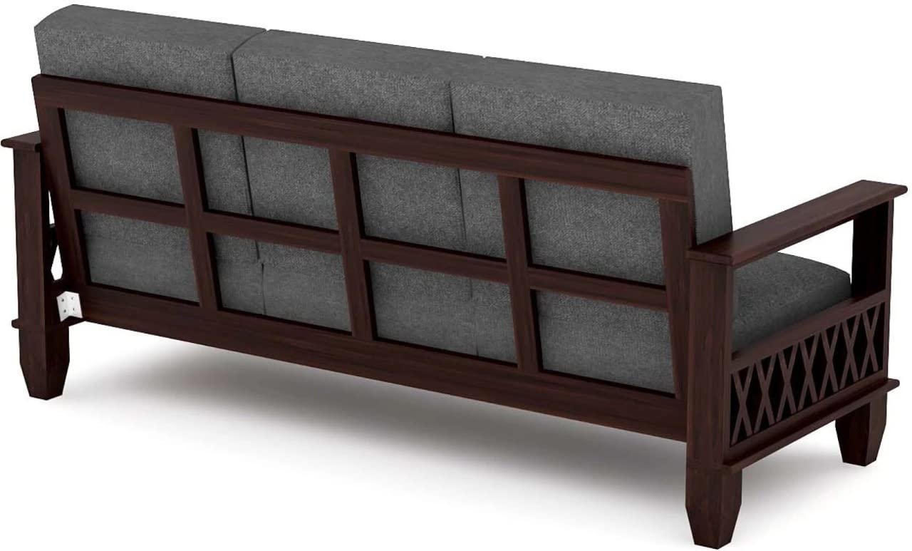Js Home Decor Sheesham Wood 3+2+1 Sofa Set Furniture for Living Room Walnut Brown